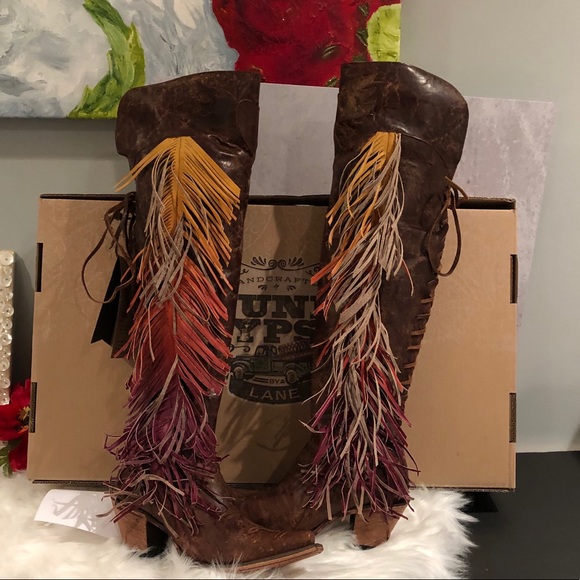 SOLD‼️NIB Junk Gypsy Spirit Animal Boho Ombré Fringe Boots Sz 6 BRAND NEW‼️SOLD - Picture 5 of 16